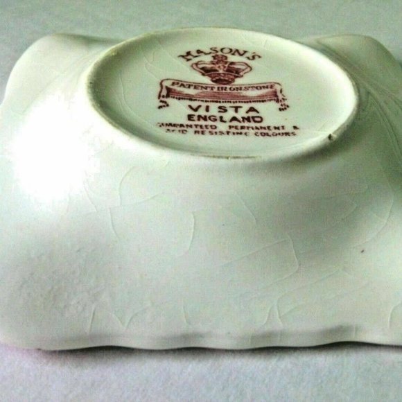 Ashtray Square Mason's Ash Tray Vintage Smokers Crafted Vista Ironstone English - Picture 7 of 16